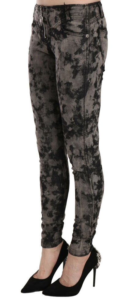 Just Cavalli – Schwarze, graue, verblasste Skinny-Jeans mit niedriger Taille