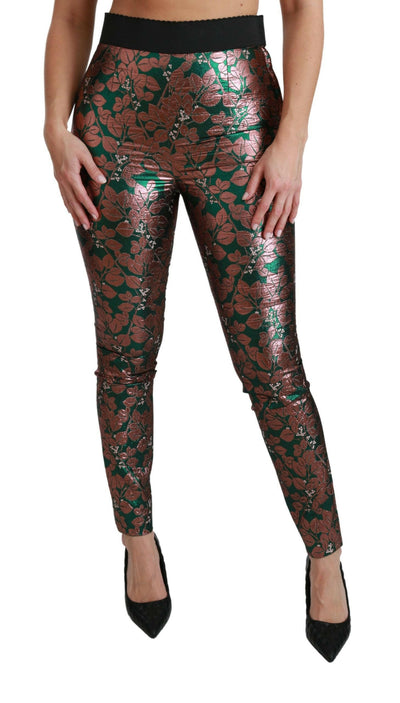 Pantalon élégant métallisé à feuilles de bronze Dolce & Gabbana