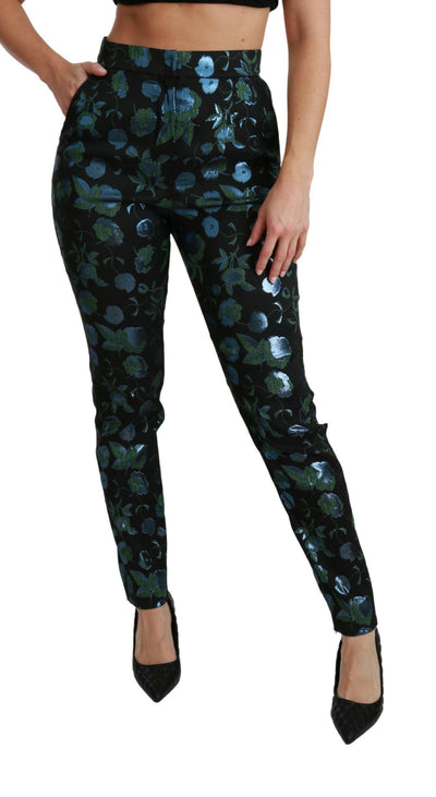Pantalon skinny taille haute à fleurs Dolce & Gabbana