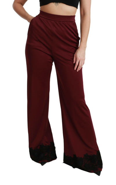 Pantalon large taille haute bordeaux élégant Dolce & Gabbana
