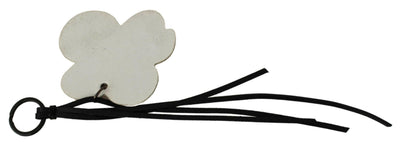 Costume National Schlüsselanhänger mit Schmetterlingslogo, Weiß, Leder, C'N'C