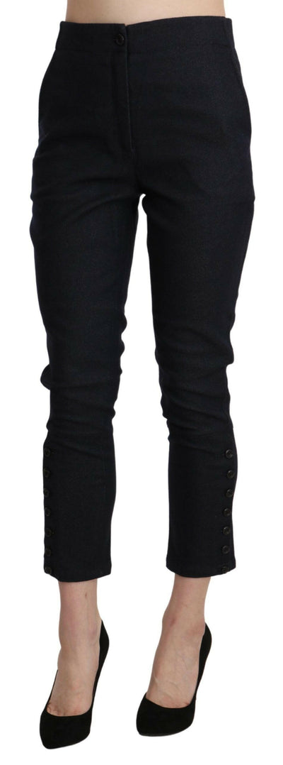 Ermanno Scervino Schwarze Caprihose aus Baumwolle mit hoher Taille