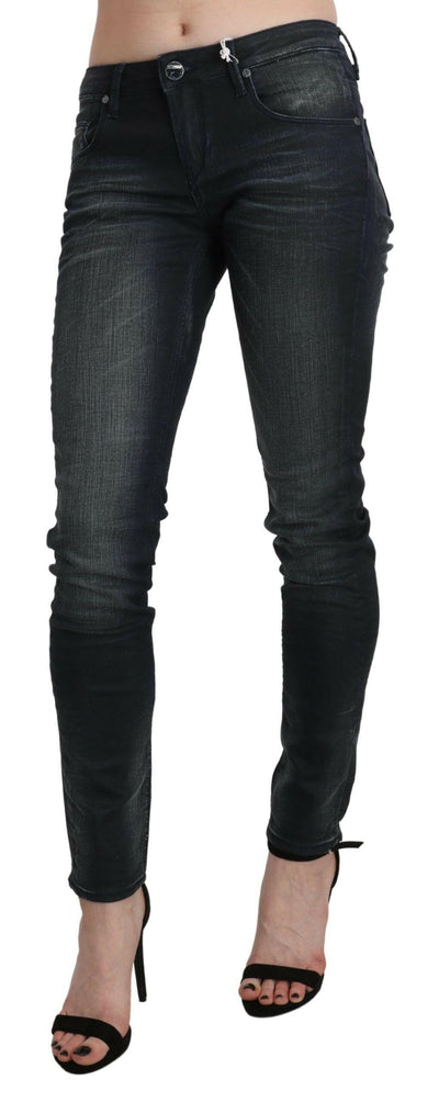 Acht – Blau verwaschene Skinny-Jeans mit niedriger Taille