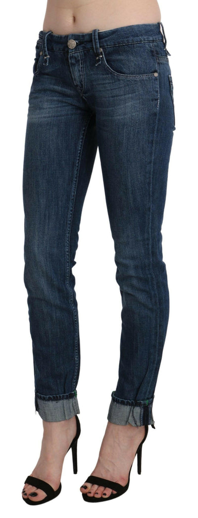 Acht – Blau verwaschene Skinny-Jeans mit niedriger Taille