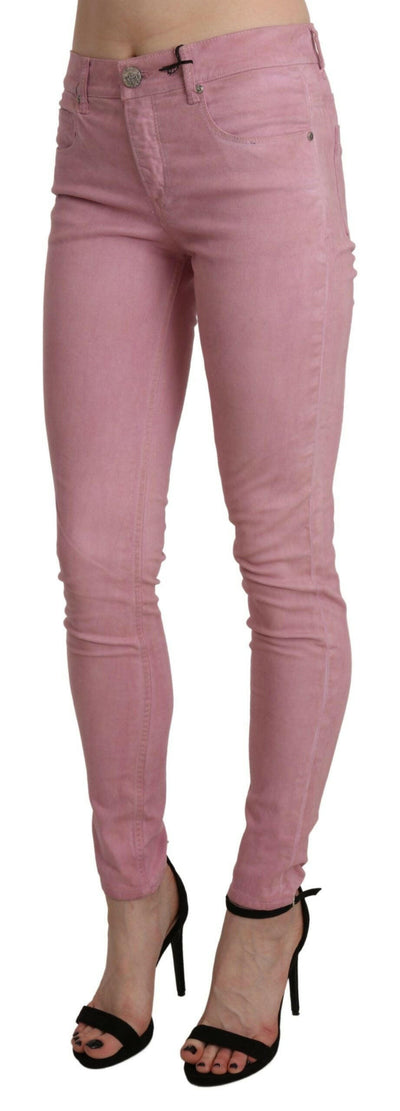 Acht Pink Skinny Stretch-Jeanshose mit mittlerer Taille