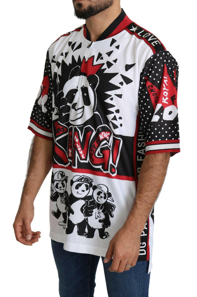 Dolce & Gabbana Weißes King Panda Top Polyester Herren T-Shirt