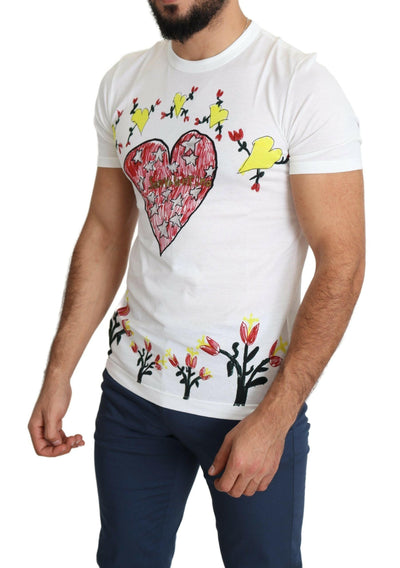Dolce & Gabbana Weißes T-Shirt aus Baumwolle mit Saint Valentine-Print für Herren