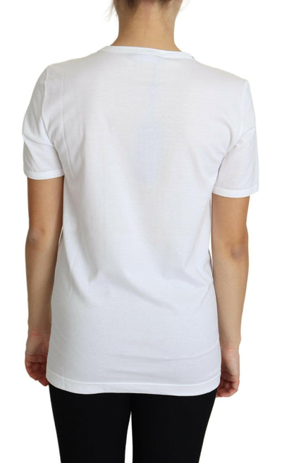T-shirt en coton blanc orné de cristaux Dolce & Gabbana