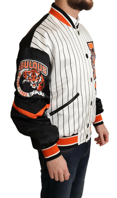 Blouson aviateur Dolce & Gabbana Regal Lion en blanc