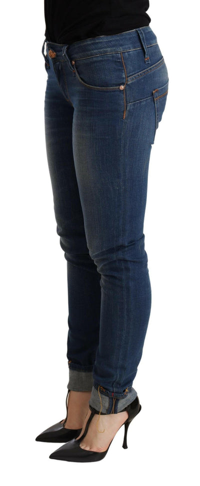 Acht – Blau verwaschene Skinny-Jeans mit niedriger Taille