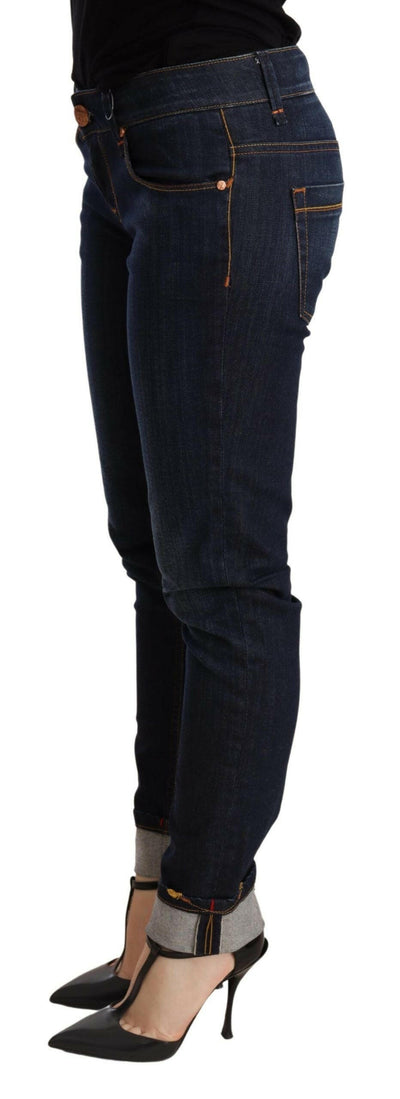 Acht – Blau verwaschene Skinny-Jeans mit niedriger Taille