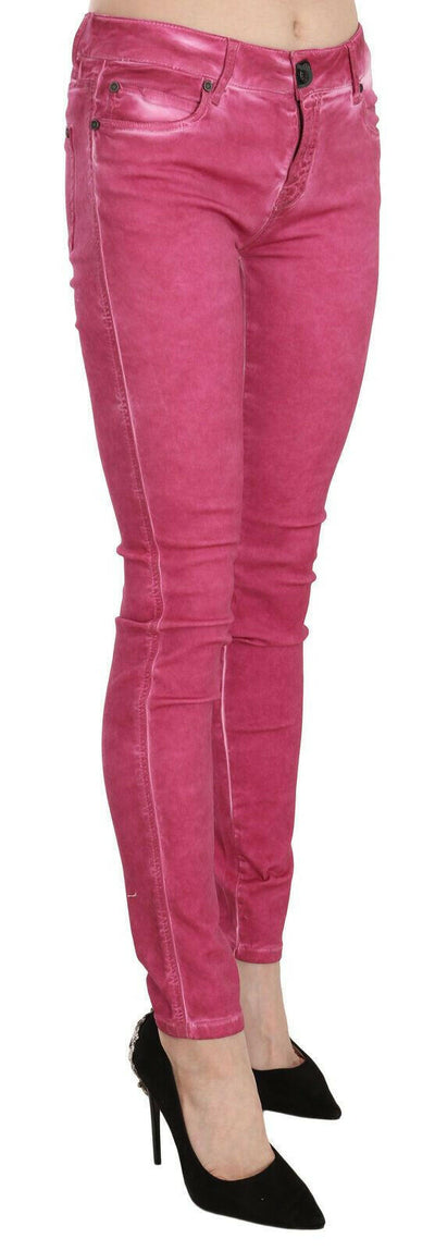 PLEIN SUD Pink Velvet Mid Waist Skinny Hose
