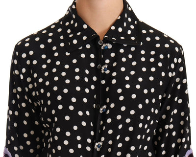 Dolce & Gabbana – Schwarz-weißes Kleid mit Kristall-Pailletten und Blumenmuster