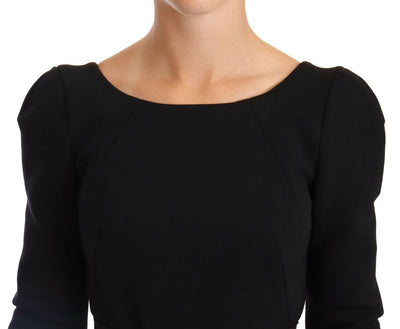 Dolce & Gabbana – Schwarzes Etuikleid aus Stretchwolle mit offenem Rücken