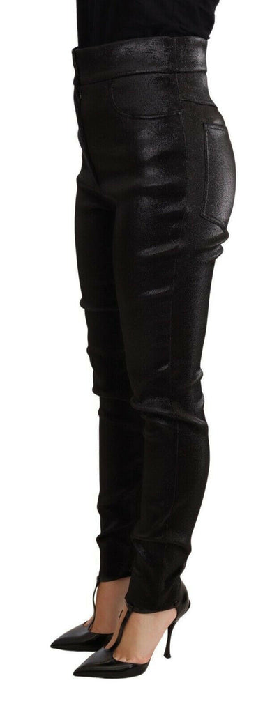 Dolce & Gabbana – Stretchhose aus Baumwolle mit Lurexfaden in Schwarz und Silber
