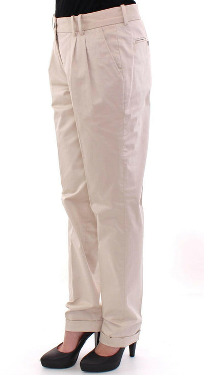 Pantalon élégant en coton beige coupe classique Dolce & Gabbana