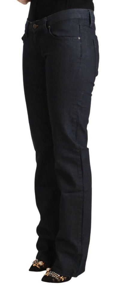 Exte Dunkelblaue Stretch-Jeans aus Baumwoll-Denim mit niedriger Taille und geradem Bein