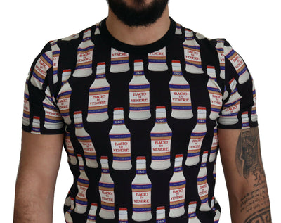 Dolce & Gabbana – Schwarzes T-Shirt „Bacio Di Venere“ aus Baumwolle mit Rundhalsausschnitt