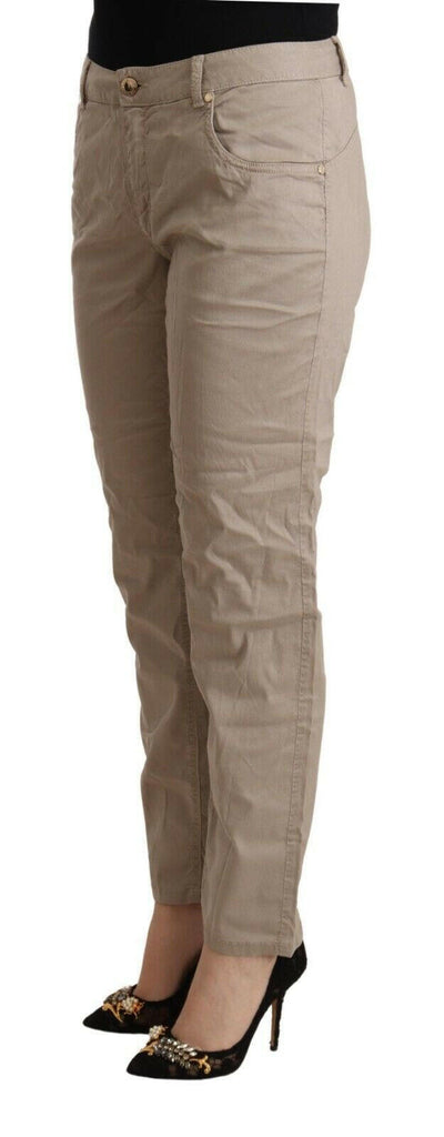 Acht – Beige, konisch zulaufende Hose mit mittlerer Taille