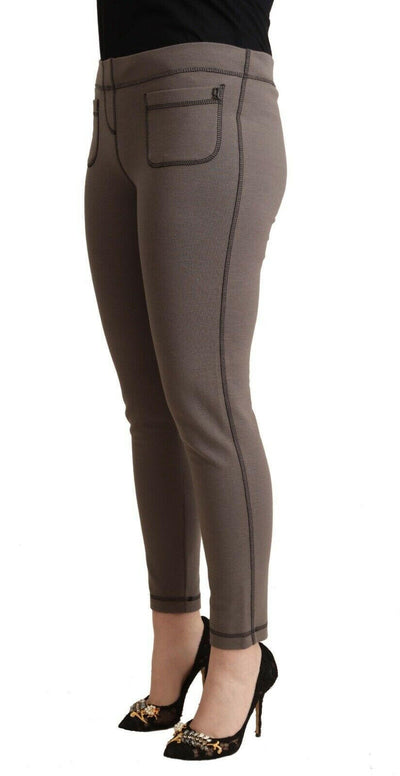 John Galliano – Graue Stretch-Leggings aus Baumwolle mit mittlerer Taille und verkürzter Hose