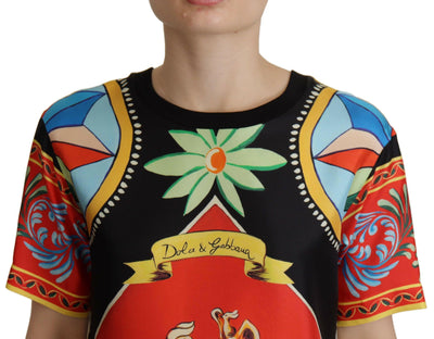 Dolce & Gabbana Multicolor Soldier Carretto Silk Top T-shirt