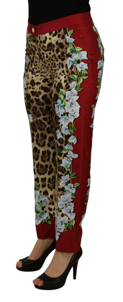 Dolce & Gabbana – Mehrfarbige Hose mit Leopardenmuster und Flora-Print in mittlerer Taille