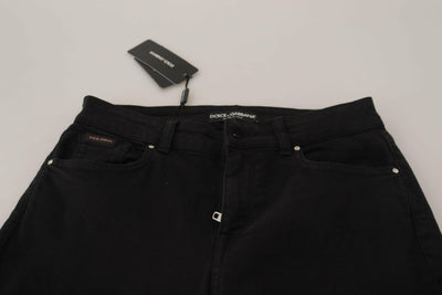 Dolce & Gabbana Schwarze Skinny-Jeans aus Baumwolldenim mit mittlerer Taille