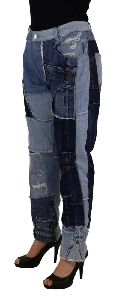 Dolce & Gabbana Mehrfarbige Patchwork-Jeans mit hoher Taille