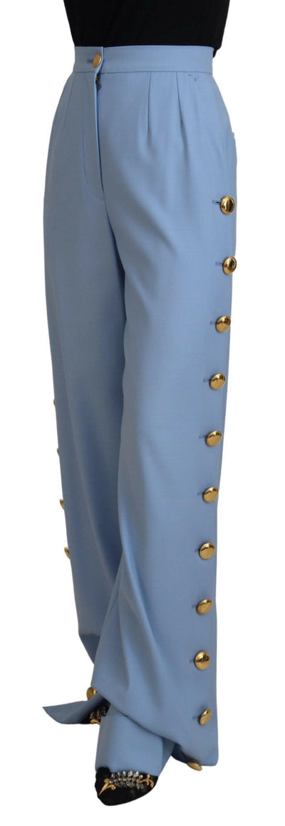 Dolce & Gabbana Hellblaue Hose mit weitem Bein und Knöpfen