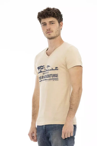 Trussardi Action Beige Baumwolle Herren T-Shirt mit V-Ausschnitt