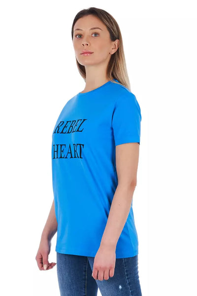 T-shirt femme en coton bleu clair Frankie Morello