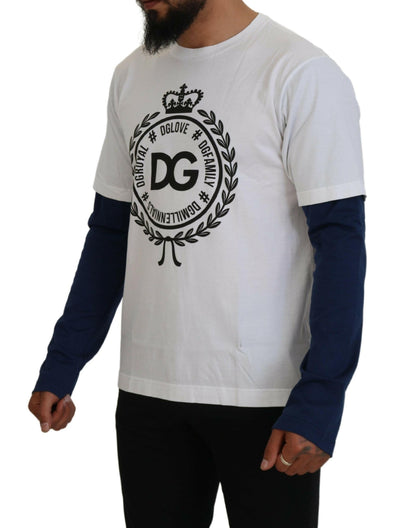Dolce & Gabbana Weiß Blau DG Crown Pullover Pullover