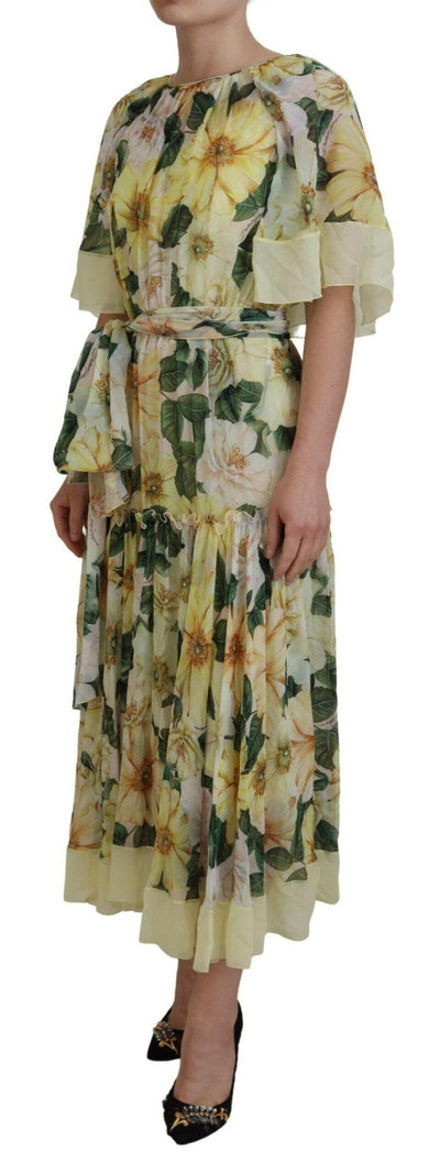 Robe longue élégante en soie à fleurs Dolce & Gabbana