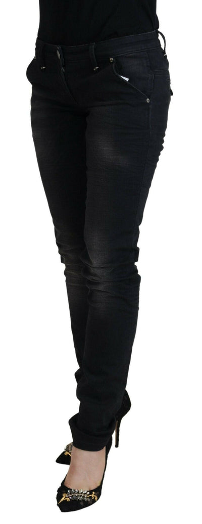 Acht Schwarze Skinny Jeans aus gewaschener Baumwolle für Damen