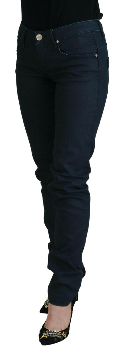 Acht Blaue Skinny-Jeans aus Baumwolle mit niedriger Taille für Damen