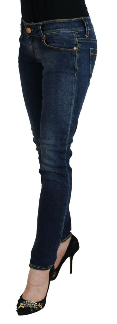 Acht Blaue Skinny Jeans aus Baumwolle mit niedriger Taille für Damen