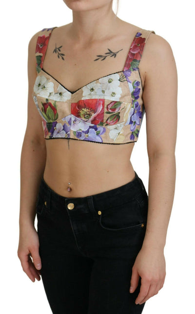 Dolce & Gabbana Multicolor Floral Cropped Bustier Corset Top