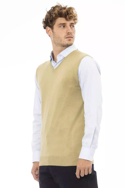 Gilet homme en viscose beige Alpha Studio