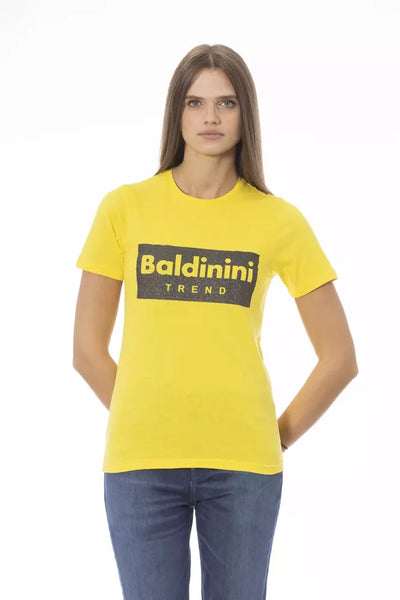 T-shirt femme en coton jaune tendance Baldinini