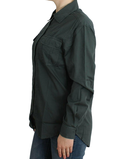 Chemise boutonnée élégante en coton gris Cavalli