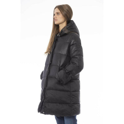 Baldinini Trend Schwarze Nylonjacke Mantel