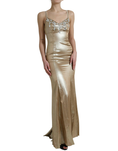 Dolce & Gabbana – Abendkleid mit Kristallverzierung in Metallic-Gold