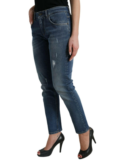 Dolce & Gabbana – BOYFRIEND-Jeans aus Baumwolldenim mit mittlerer Taille, Blau