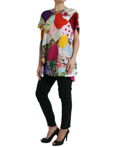 Chemisier patchwork multicolore en coton et soie Dolce & Gabbana