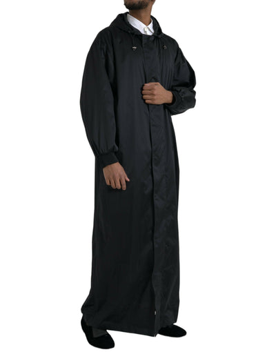 Veste coupe-vent longue à capuche en polyester noir Dolce & Gabbana