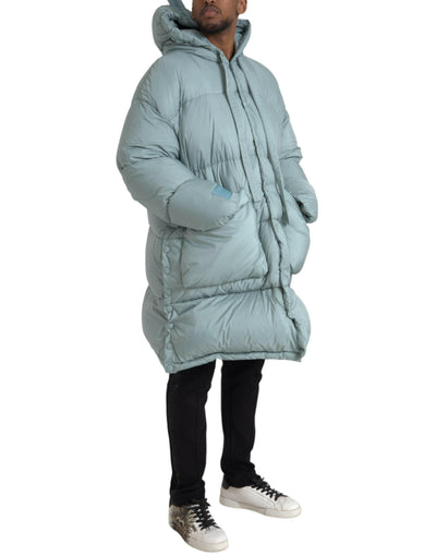 Dolce & Gabbana Doudoune matelassée à capuche bleu clair pour homme