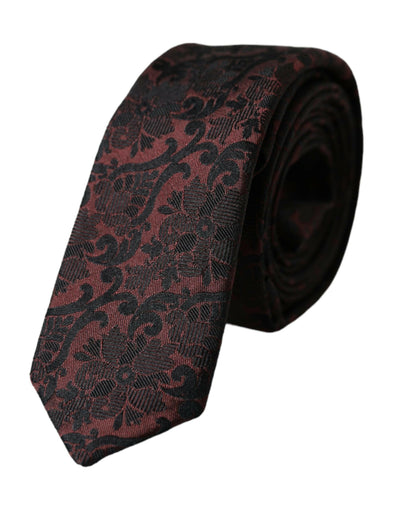 Cravate ajustable en soie marron à motif floral fantaisie Dolce & Gabbana pour homme