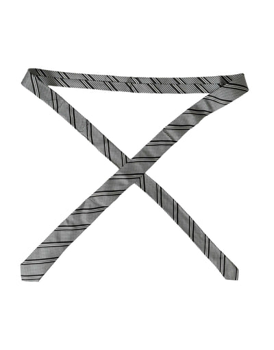 Cravate ajustable en soie à rayures noires et blanches Dolce & Gabbana