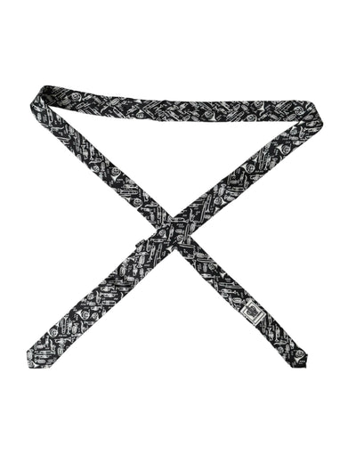 Cravate ajustable en soie noire à imprimé trompette Dolce & Gabbana