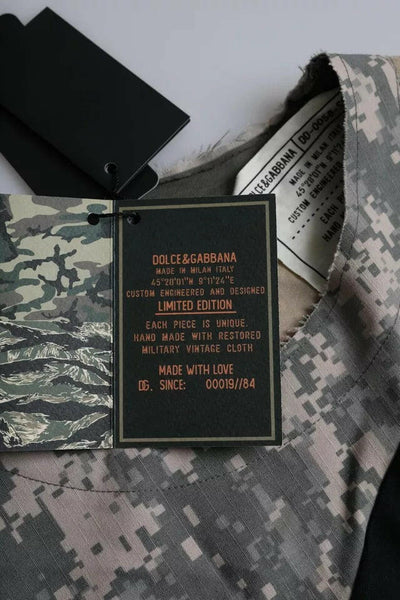 Dolce & Gabbana Mehrfarbiges Camouflage-T-Shirt aus Baumwolle mit Rundhalsausschnitt für Herren